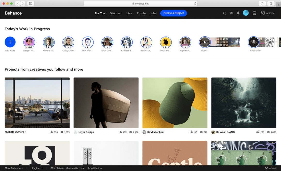 Behance, a popular image share website