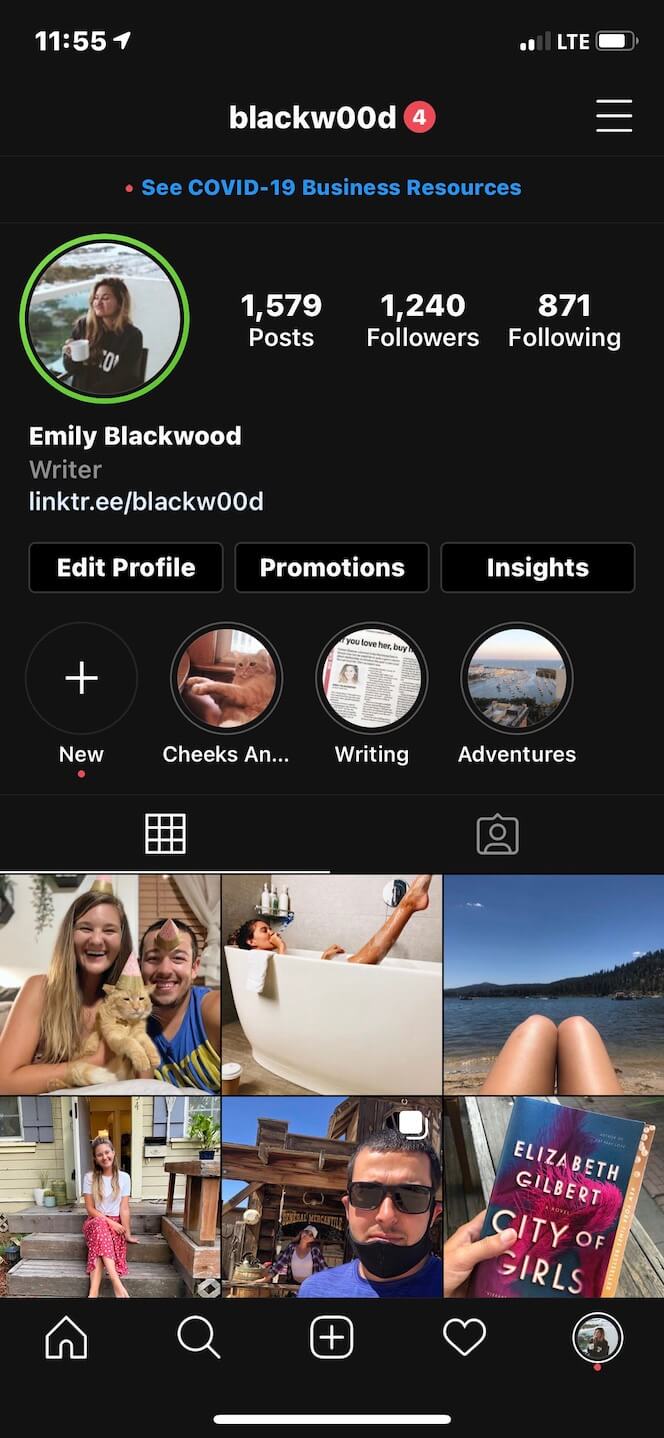 Screenshot showing where to find Close Stories on your profile