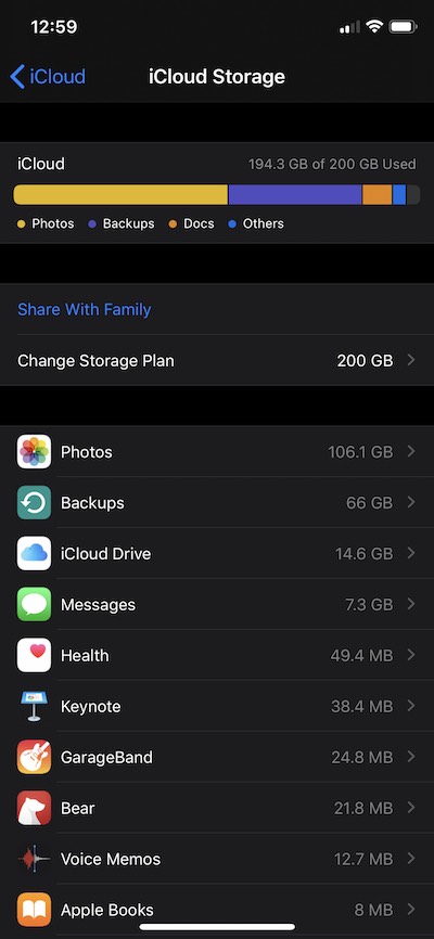To increase iCloud storage, delete old text messages