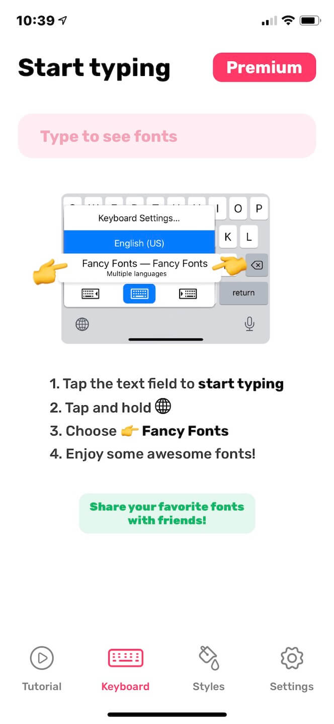 The Fancy Fonts Keyboard Changer app