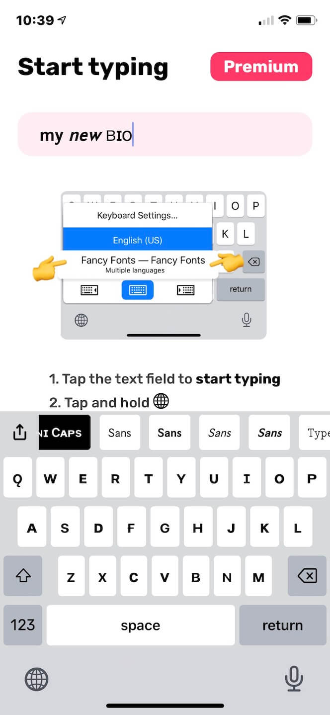 The Fancy Fonts keyboard changer app