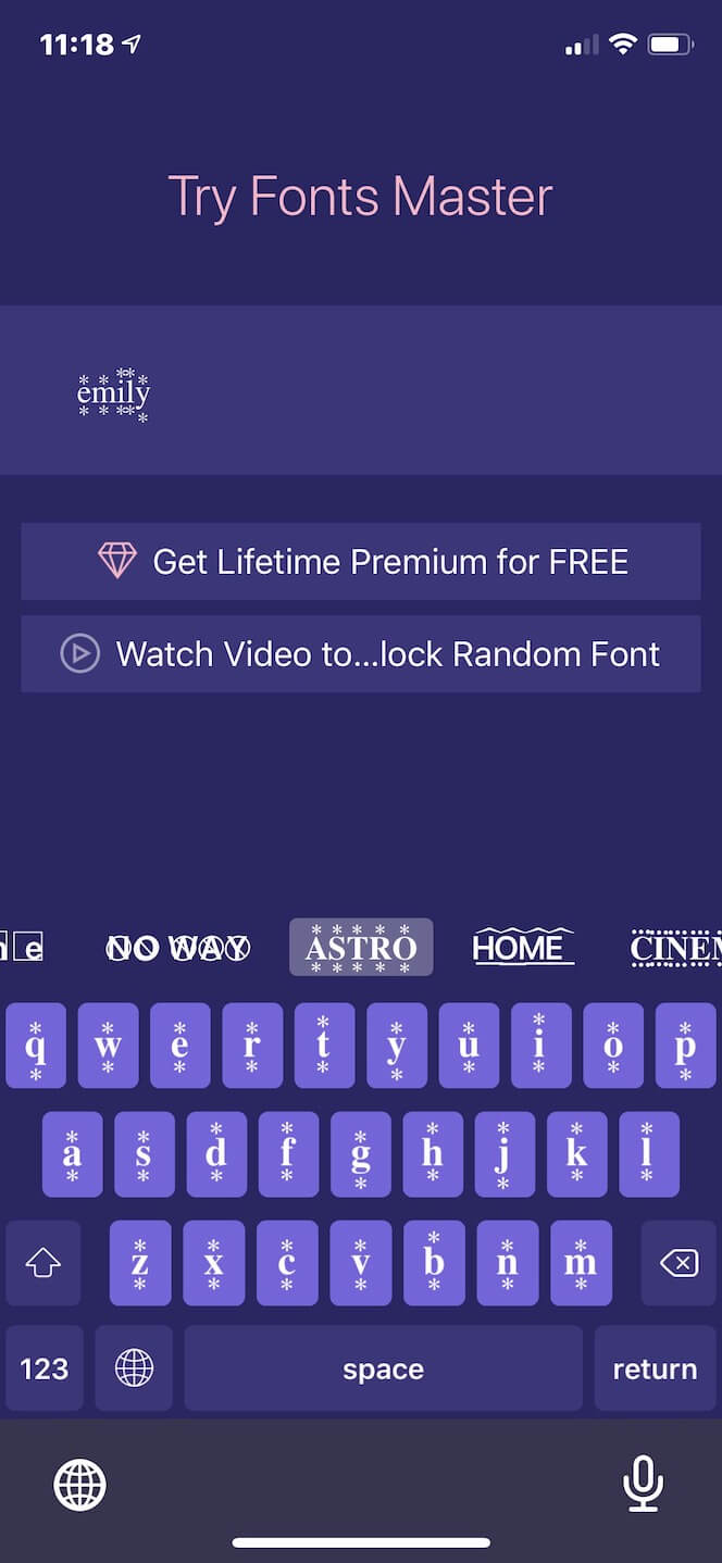 Fonts Master, an app with cool custom Instagram fonts