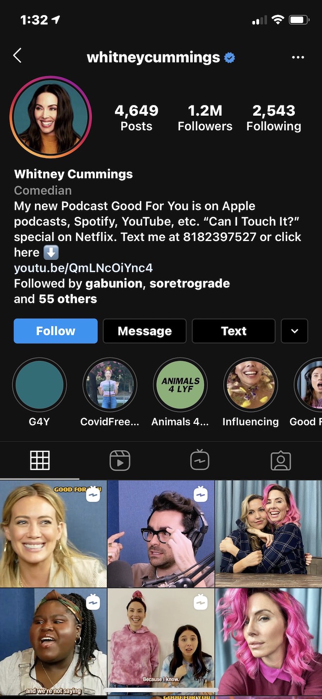 Second screenshot showing where IGTV channel is on your Instagram profile