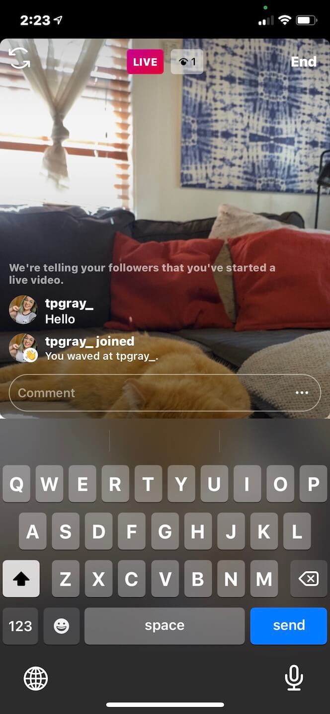 Screenshot showing you how to reply to comments on Instagram Live