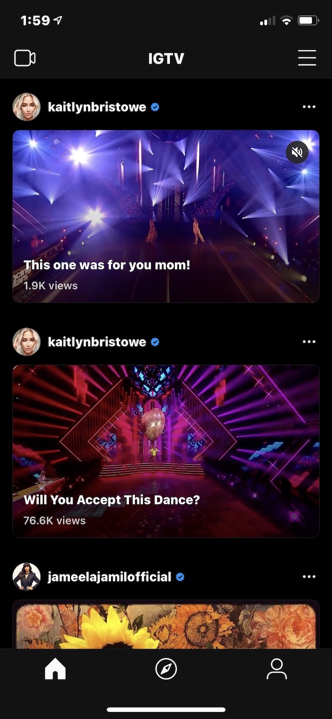 Screenshot showing the IGTV app