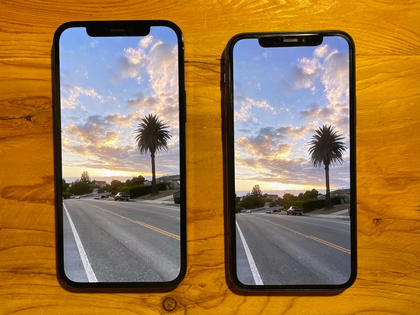 iPhone 12 Pro next to iPhone 11 Pro