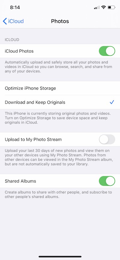 icloud photos not showing on iphone