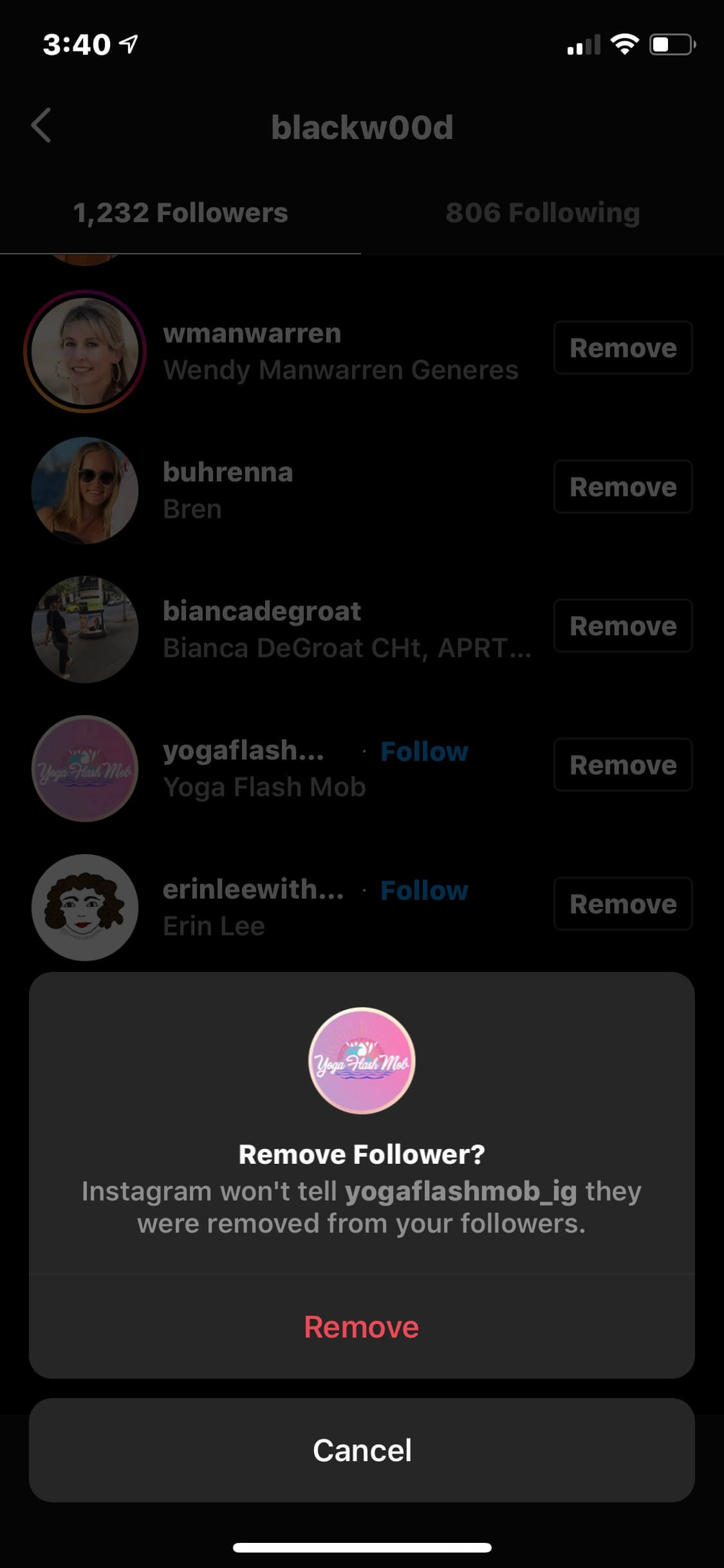 How to remove an Instagram follower