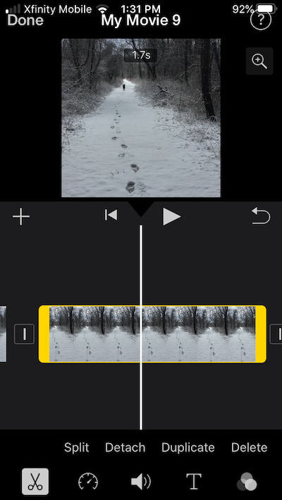 How to cut an iMovie video into two parts