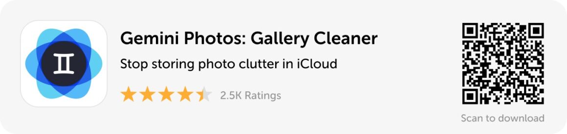 Desktop banner: Download Gemini Photos and stop storing photo clutter in iCloud