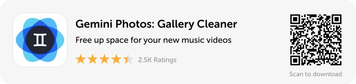 Desktop banner: Download Gemini Photos and free up space for your new music videos