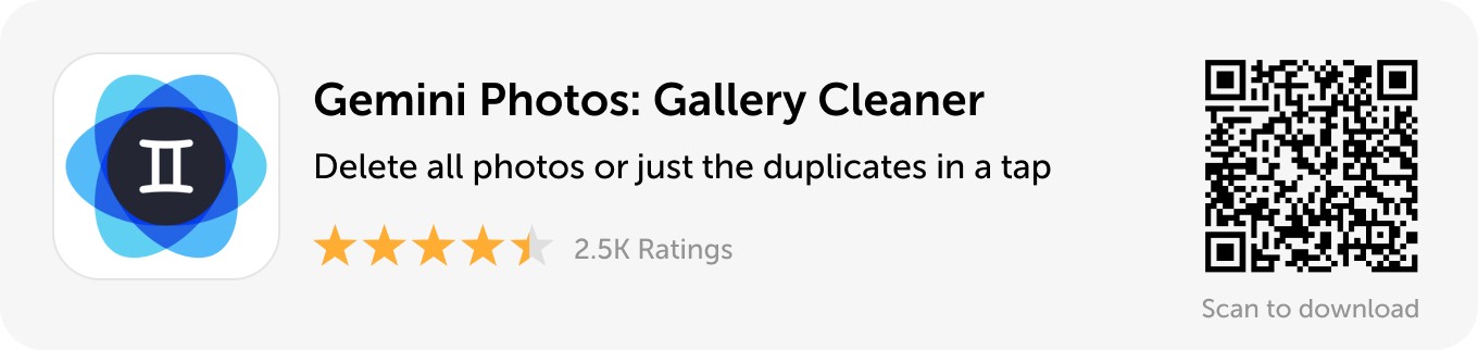 Desktop banner: Download Gemini Photos to delete all photos or just the duplicates