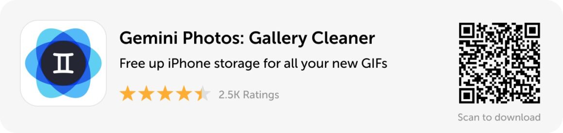 Desktop banner: Download Gemini Photos and fre up iPhone storage for all your new GIFs