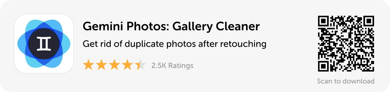 Desktop banner: Download Gemini Photos to get rid of duplicate photos after retouching