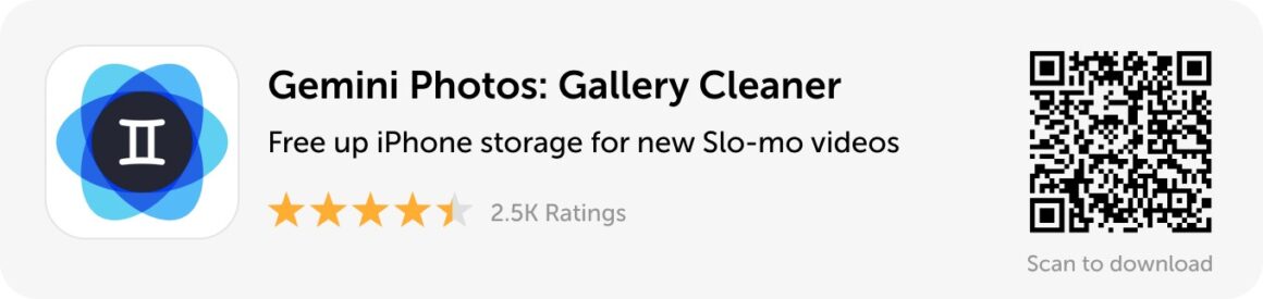 Desktop banner: Download Gemini Photos to free up storage for new Slo-mo videos