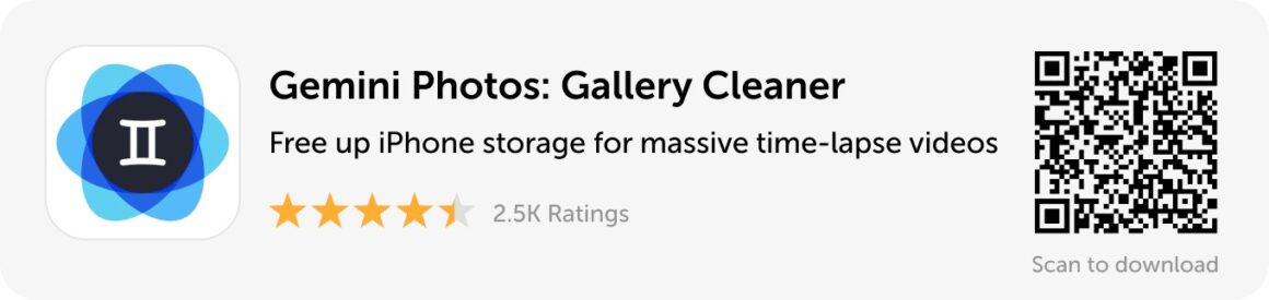 Desktop banner: Download Gemini Photos and free up storage for massive time-lapse videos
