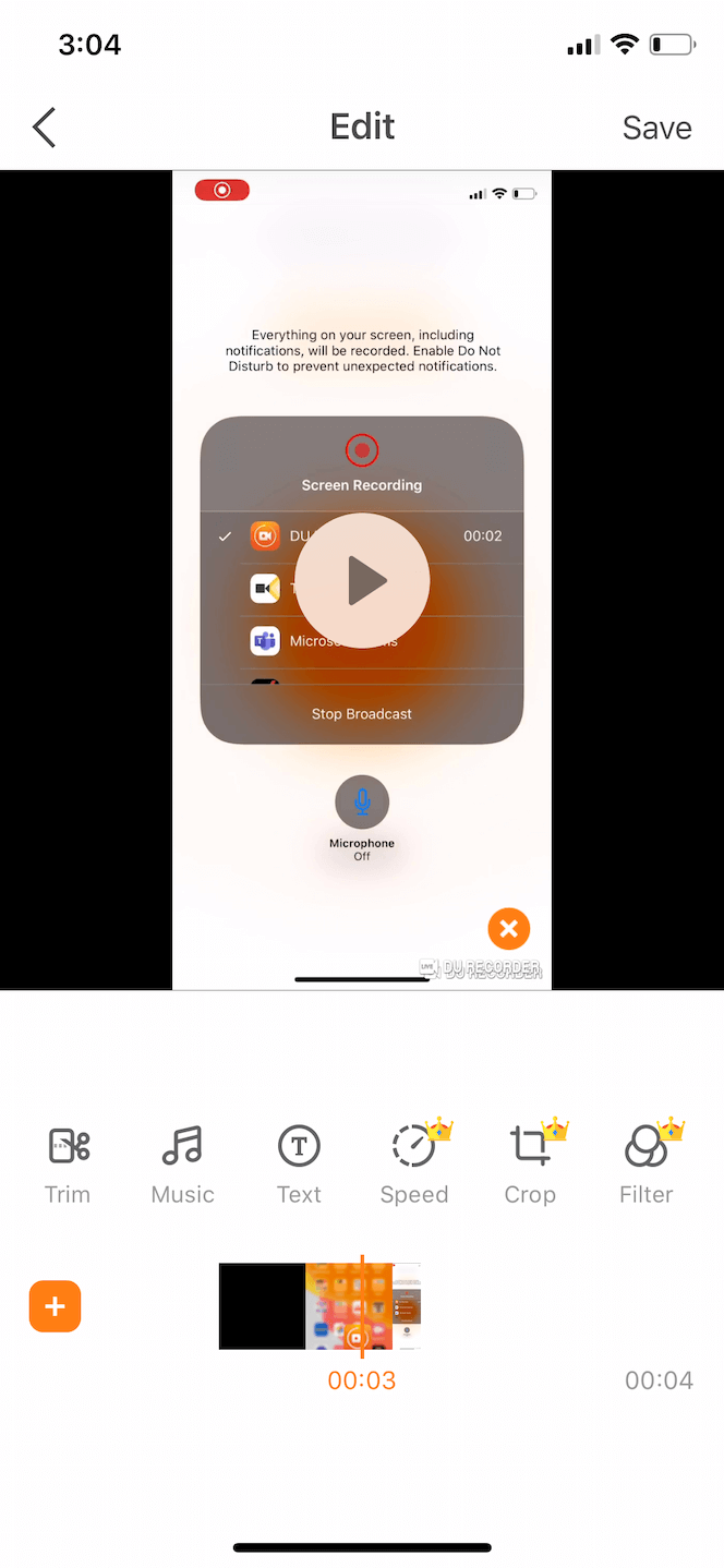 DU Recorder, a phone screen recording app