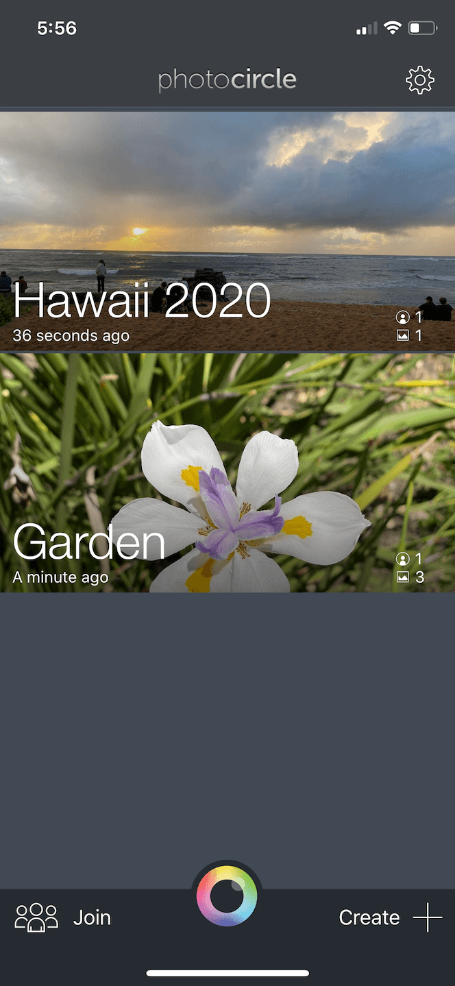 Photo Circle, an iOS photo sharing app