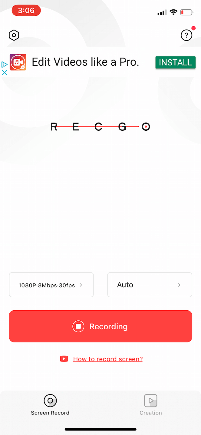 Recgo, a video screen recorder for iPhone