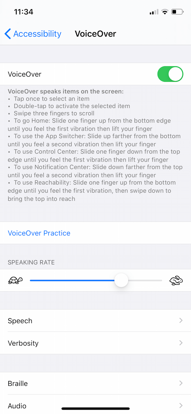 How to switch off voiceover on iPhone