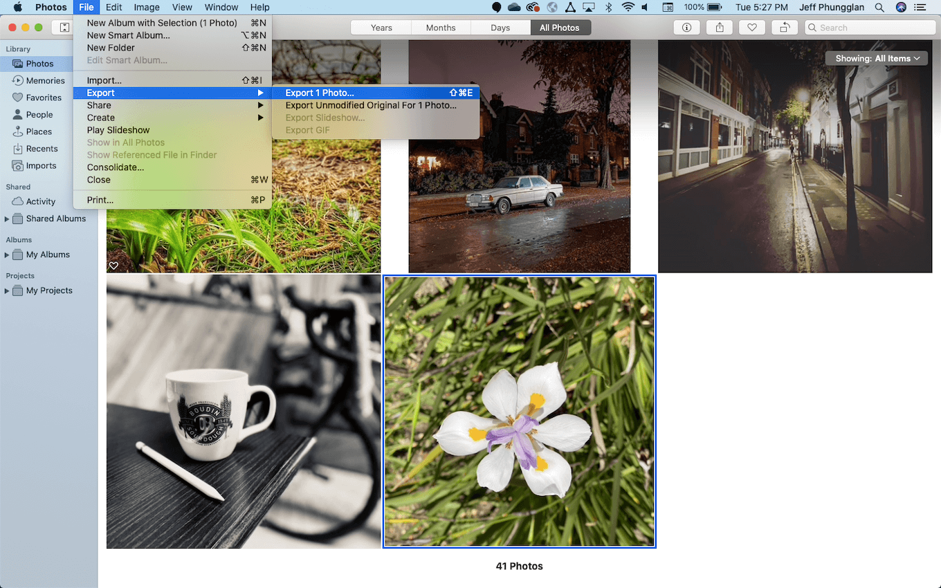 Exporte imágenes como JPG usando la aplicación Fotos en macOS