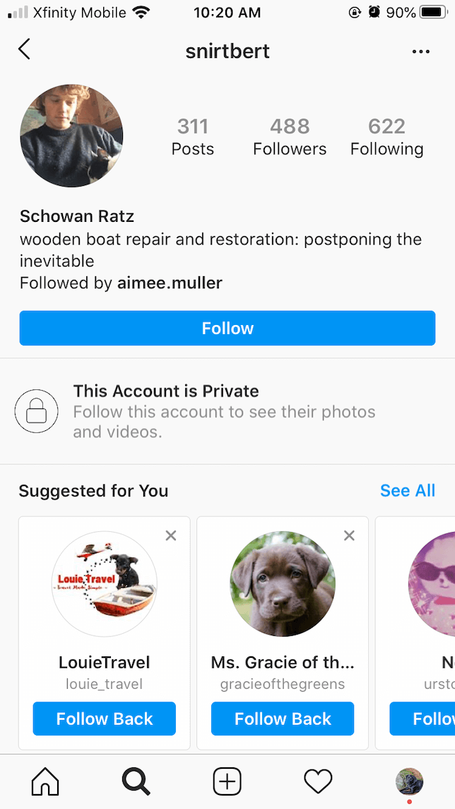 Private account shows 0 posts on instagram