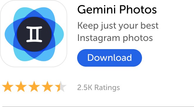 Mobile banner: Download Gemini Photos and keep just your best Instagram photos