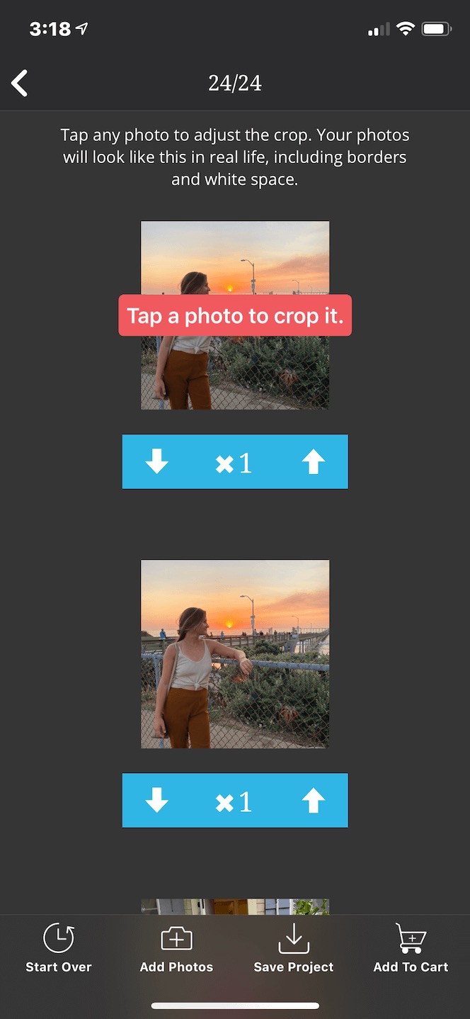 Second screenshot of Print Studio, a popular photo printing app