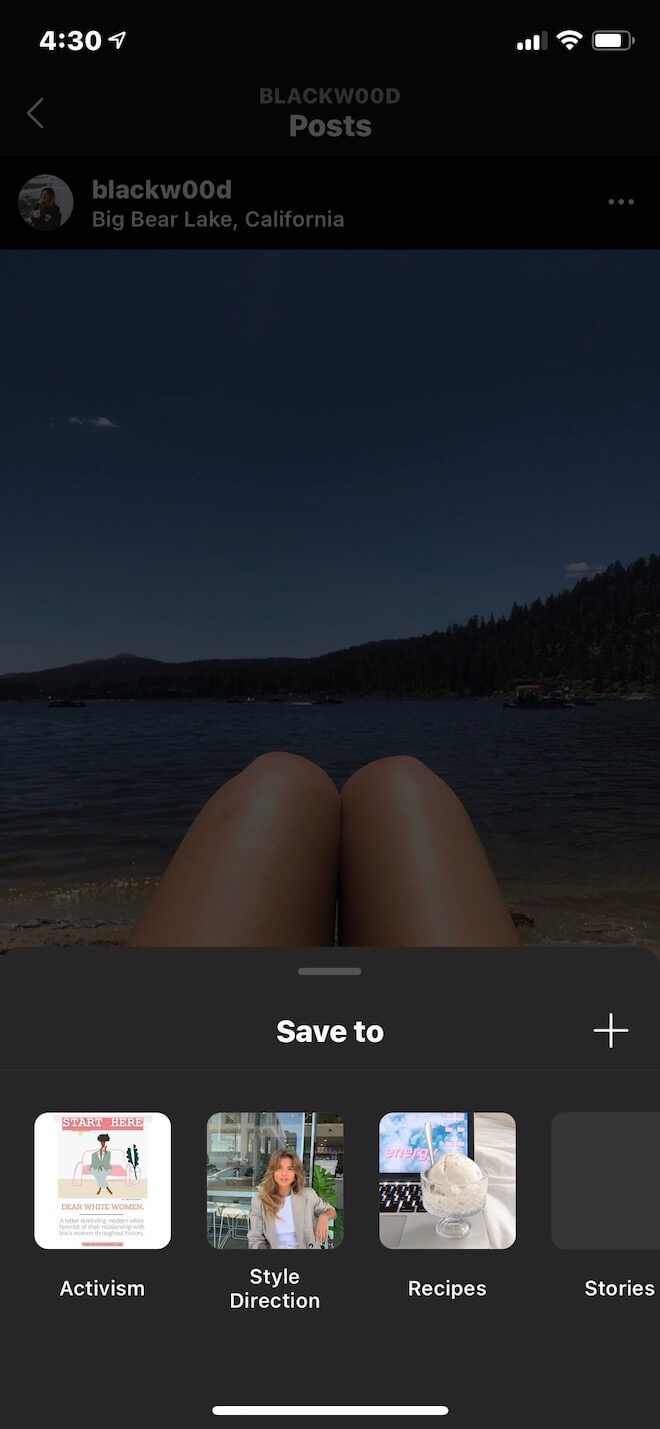 Second screenshot showing how to save Instagram videos to your Collection
