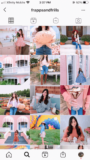 Ein Screenshot eines Instagram-Designs mit vielen Fotos mit rosa Farben und Selfies.