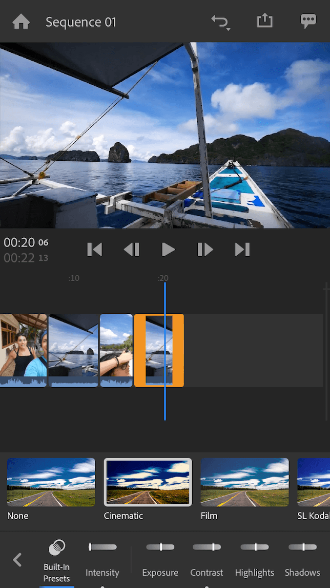 Adobe Premiere Rush video editor themes