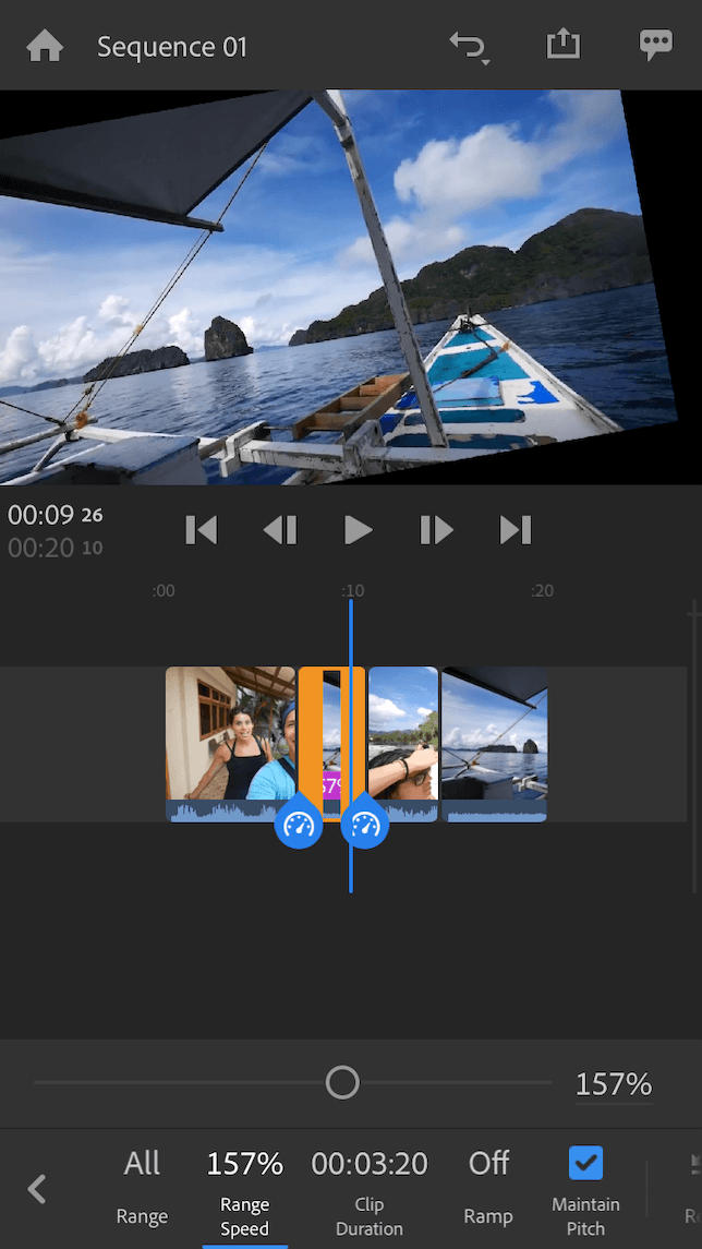 Adobe Premeire Rush video editing timeline