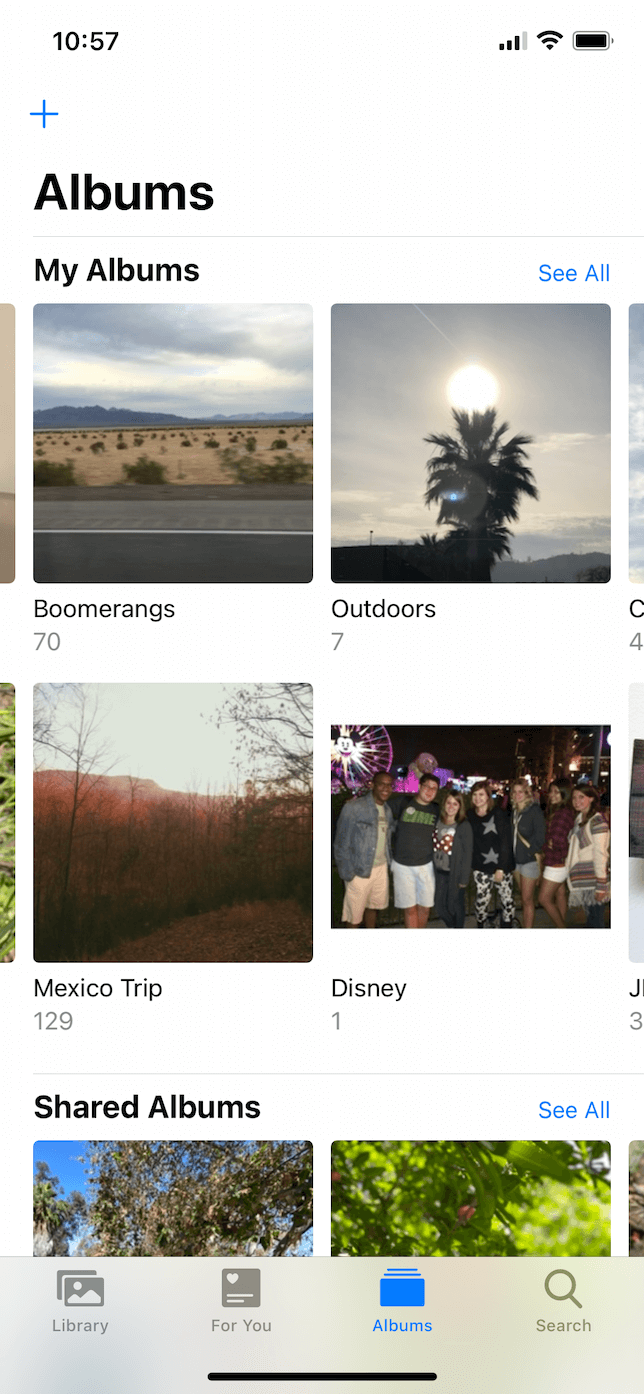 Screenshot of Photos app with iCloud online photo storage.
