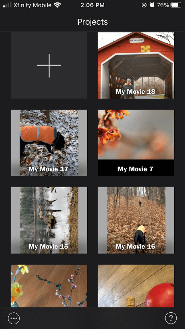 imovie video editing app project screen