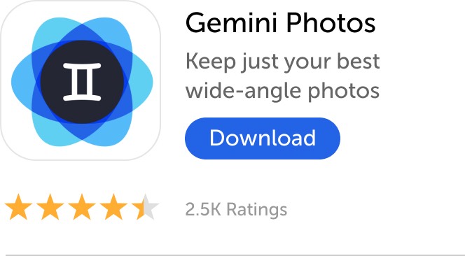 Mobile banner: Download Gemini Photos and keep just your best wide-angle photos