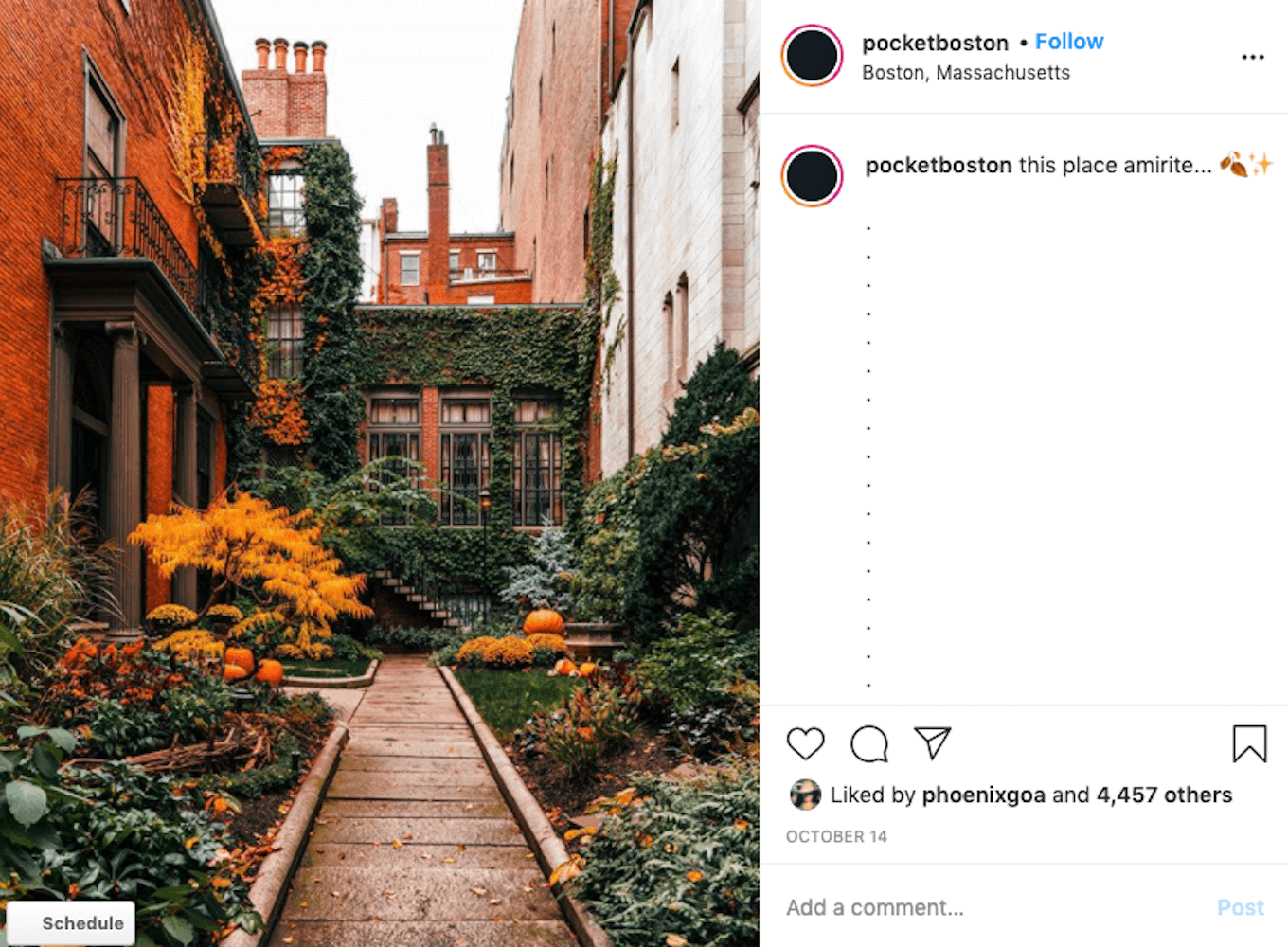 I colorful shot of brick buildings and an alleyway on Instagram.