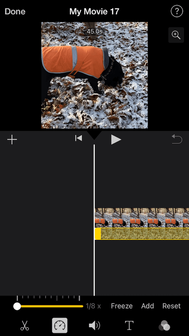 A screenshot showing how to speed up or slow down a video on iPhone