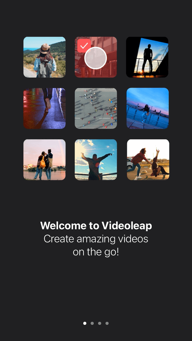 Video leap app intro screen
