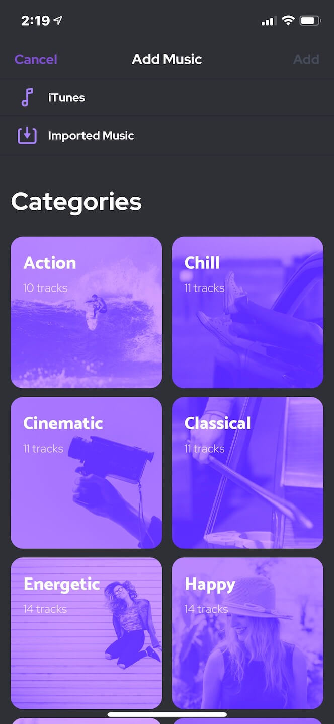 Second screenshot showing Background Music Video app