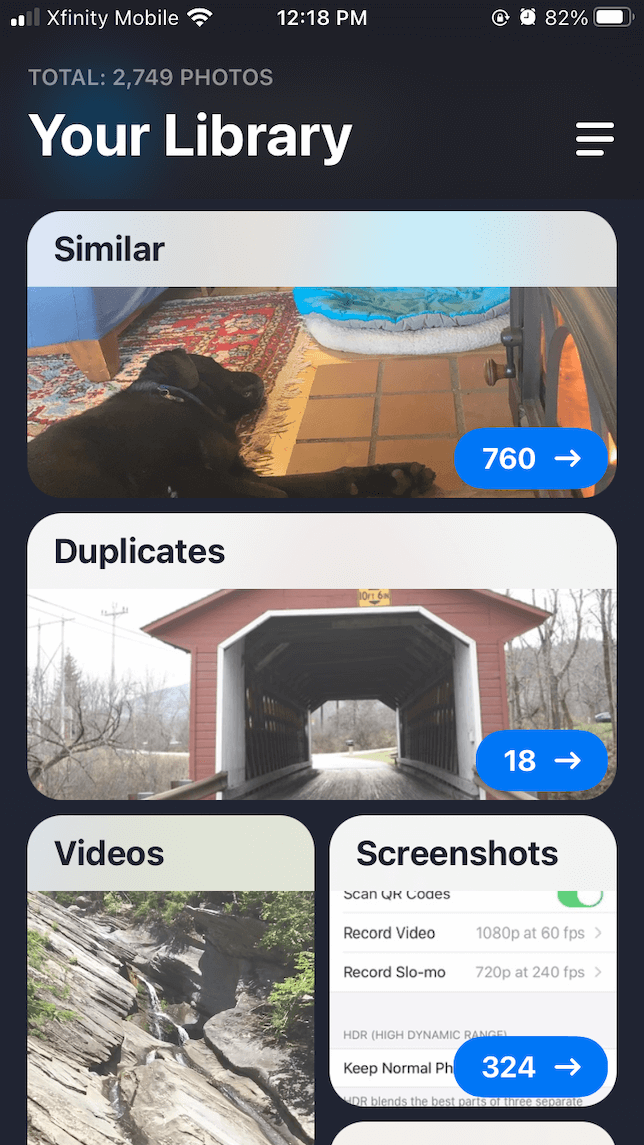a screenshot of Gemini Photos homescreen showing similar and duplicate photos