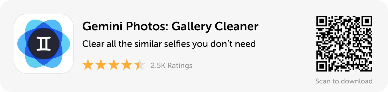 Desktop banner: Download Gemini Photos and Clear all the similar selfies you don't need
