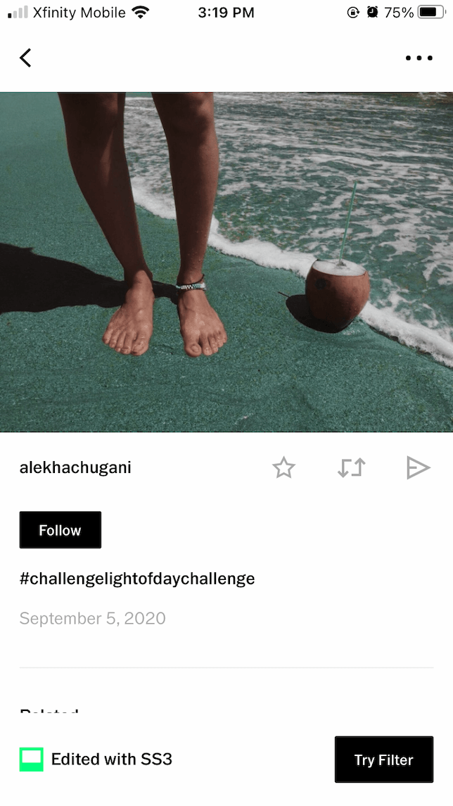 A photo edited with VSCO featuring a woman's legs and a coconut.