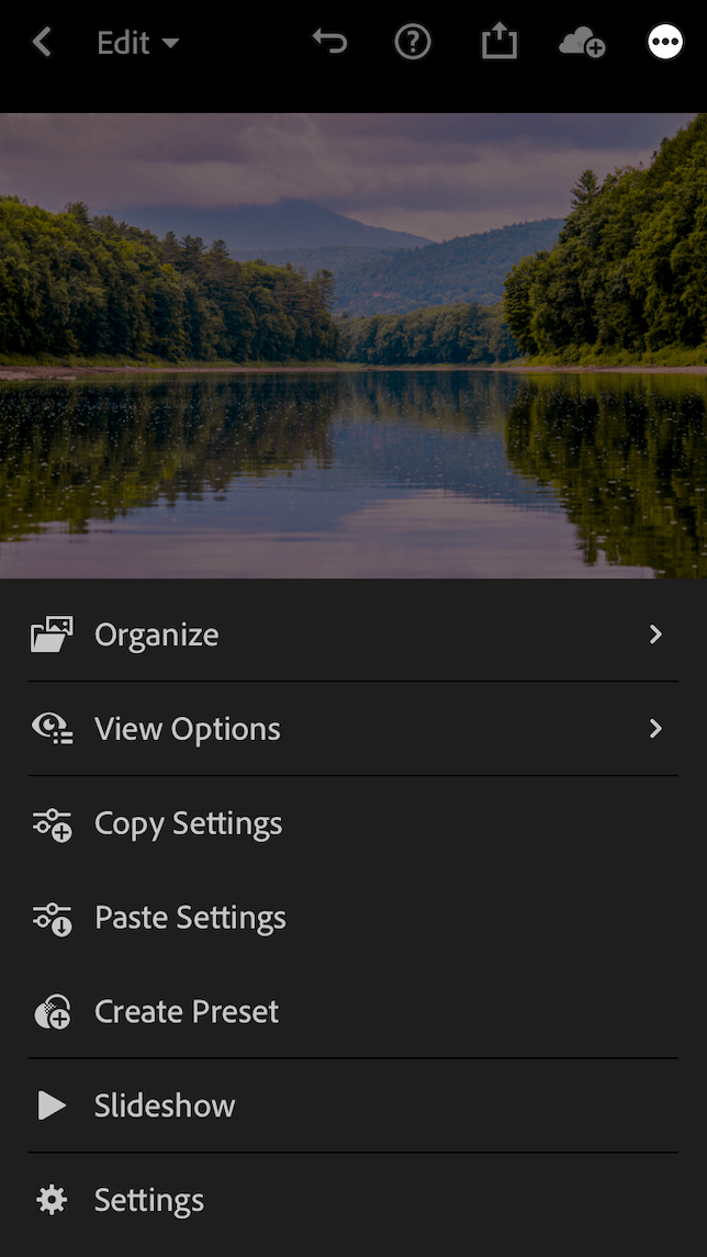 A screenshot showing the Create Preset feature in Lightroom mobile.