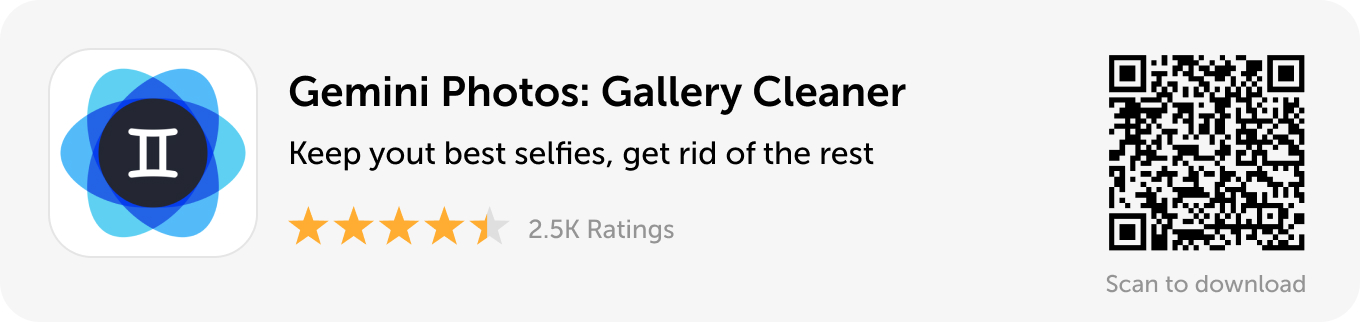 Desktop banner: Download Gemini Photos to keep your best selfies and get rid of the rest