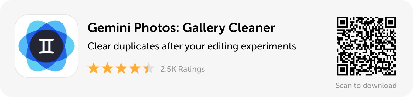 Desktop banner: Download Gemini Photos and clear duplicates after your editing experiments