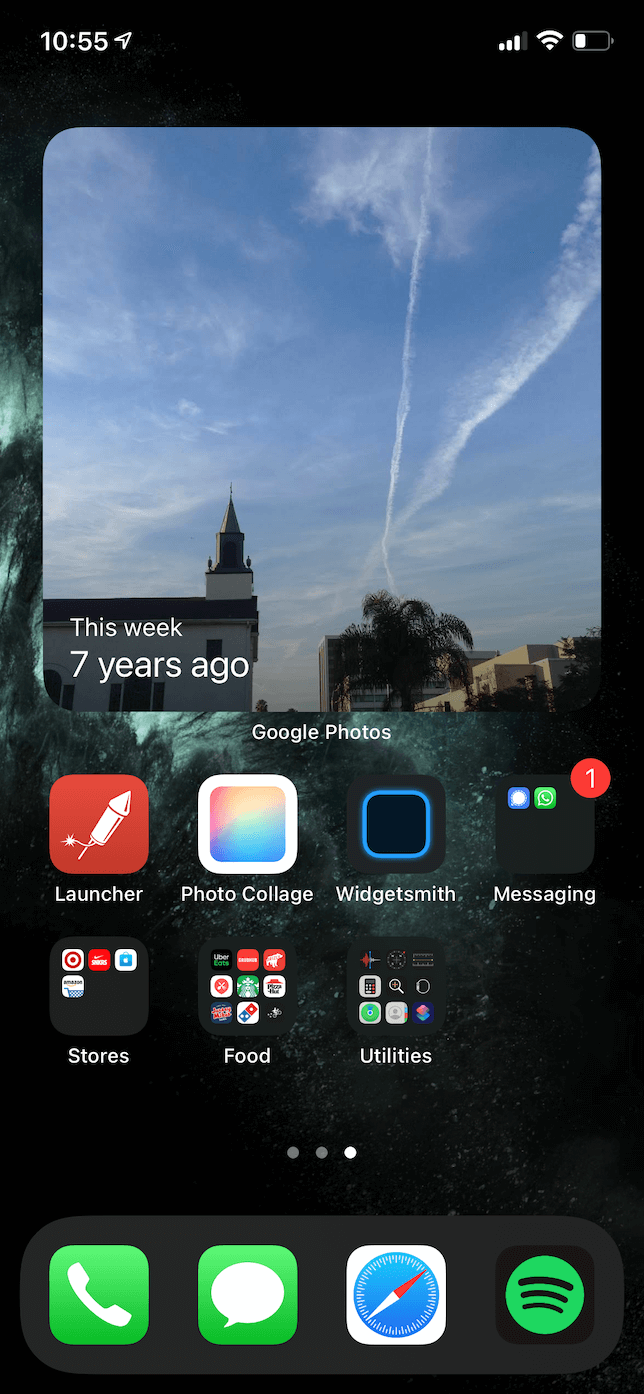 Screenshot of Google Photos widget on Home Screen.