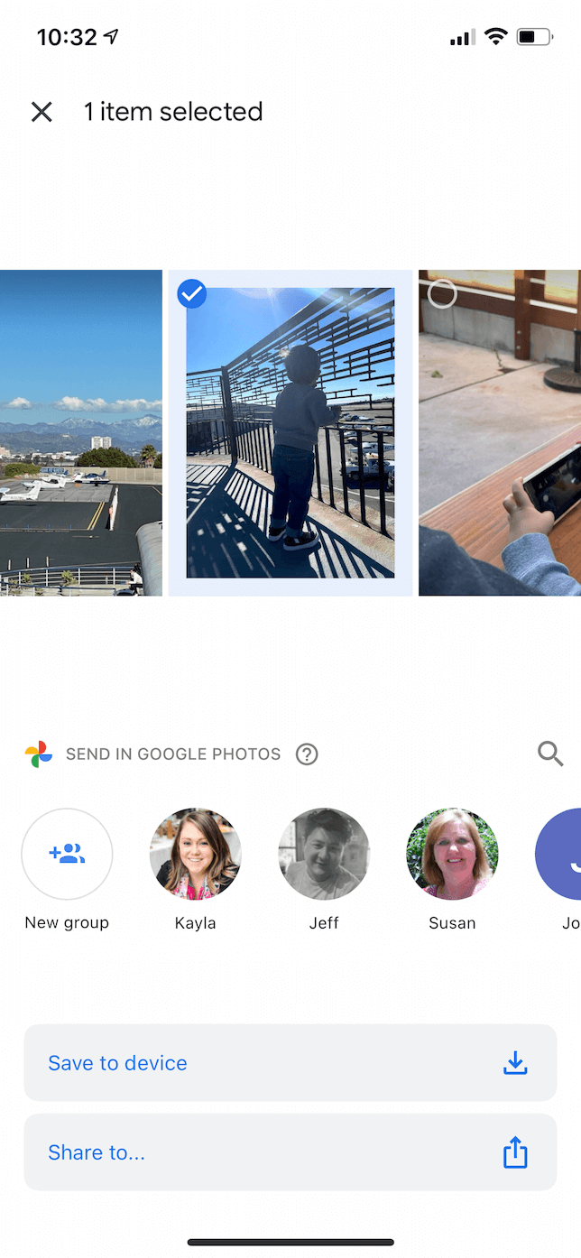 Screenshot of the Save menu in Google Photos.