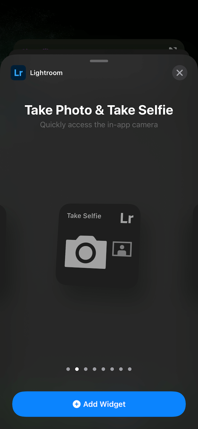 Screenshot of the Lightroom widget selection.