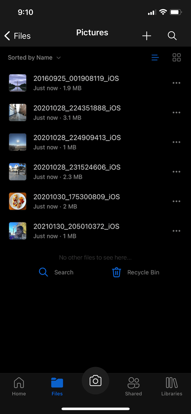 Screenshot of folder view in OneDrive.