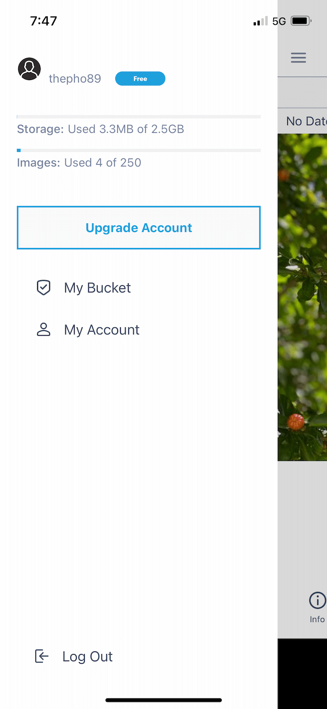 Screenshot of account settings in Photobucket.